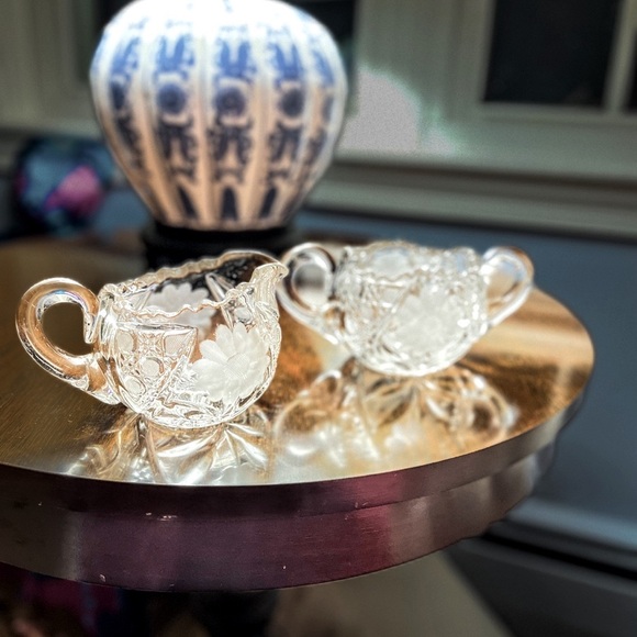 Gorgeous Victorian Glass Sugar and Creamer. late 19th century/early 20th - Picture 5 of 5